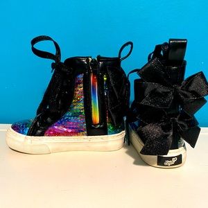 Jojo Siwa Rainbow Black Bows Sequin High-Top Sneaker